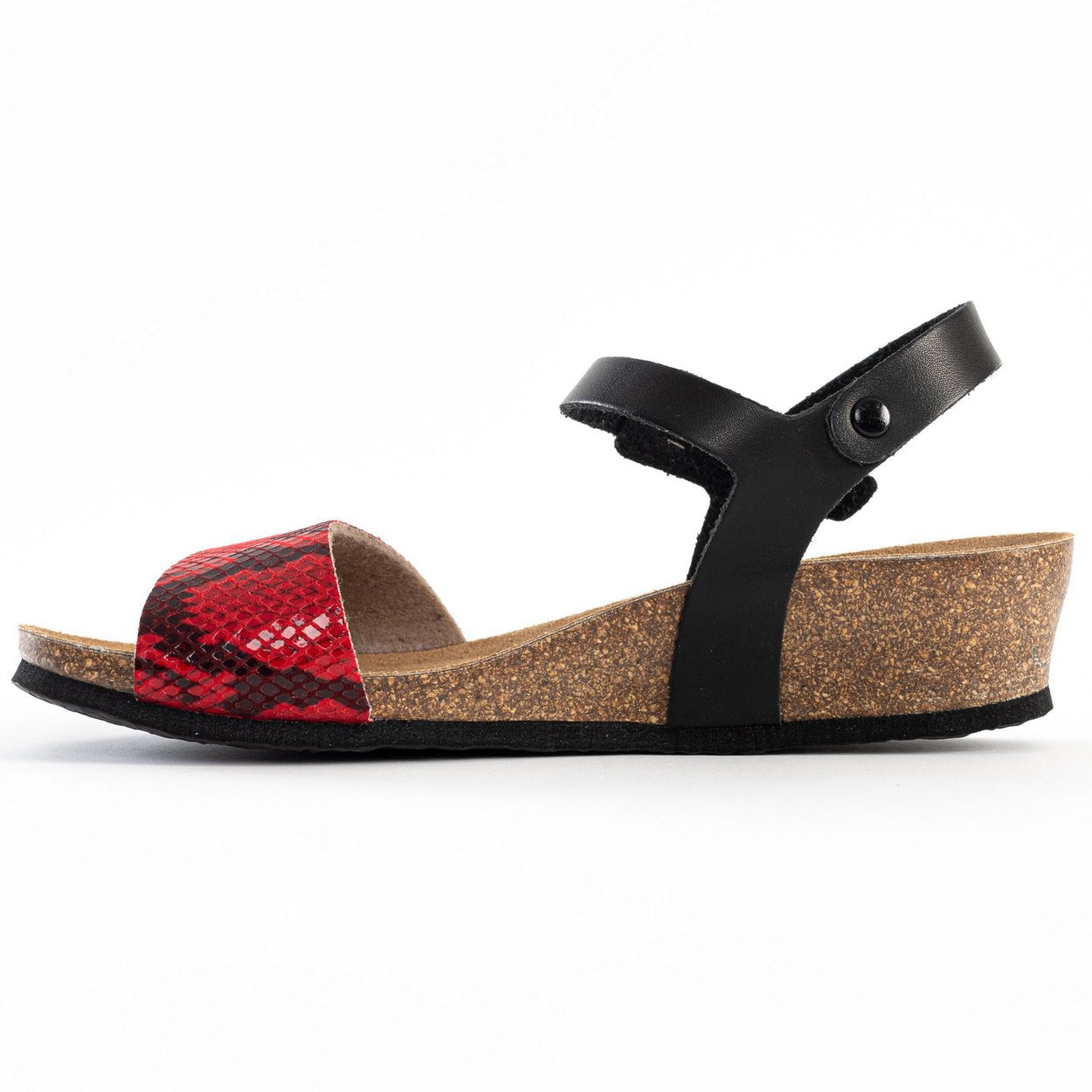 Wodonga Black and Red Python Wedge and Semi-Wedge Sandals