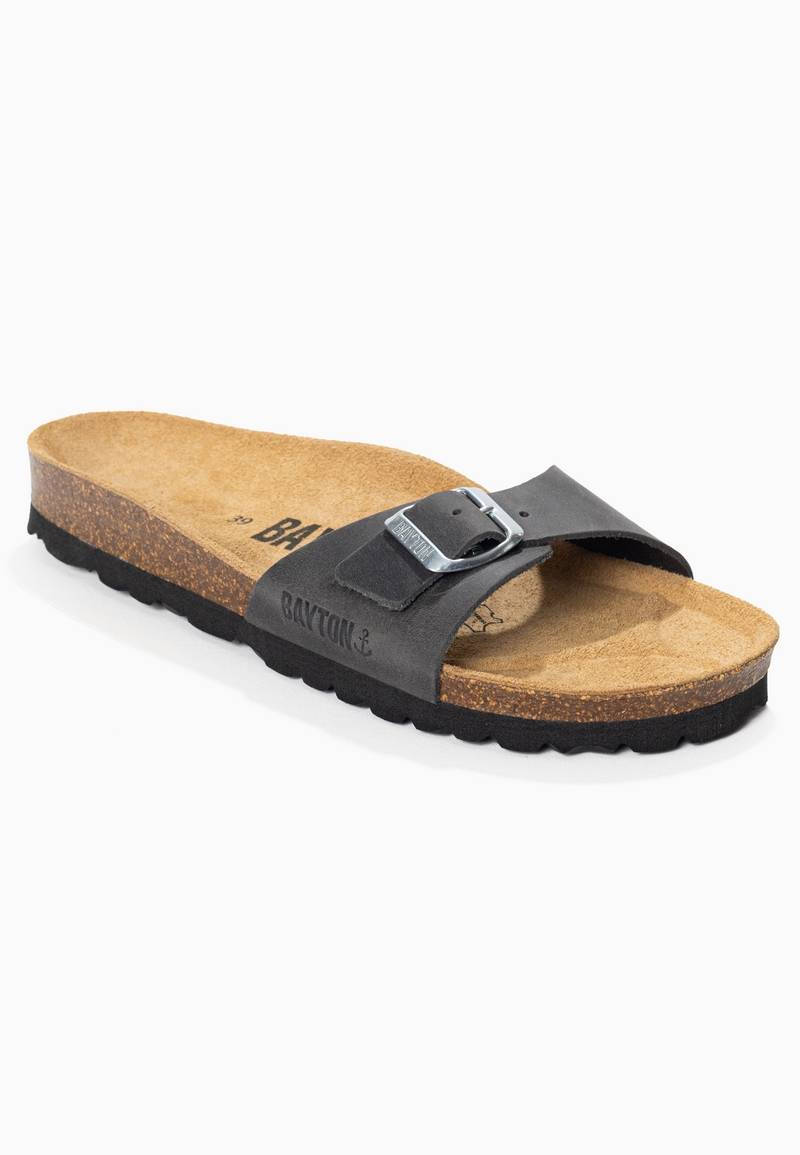 Zephyr Anthracite 100% Leather 1 Strap Sandals