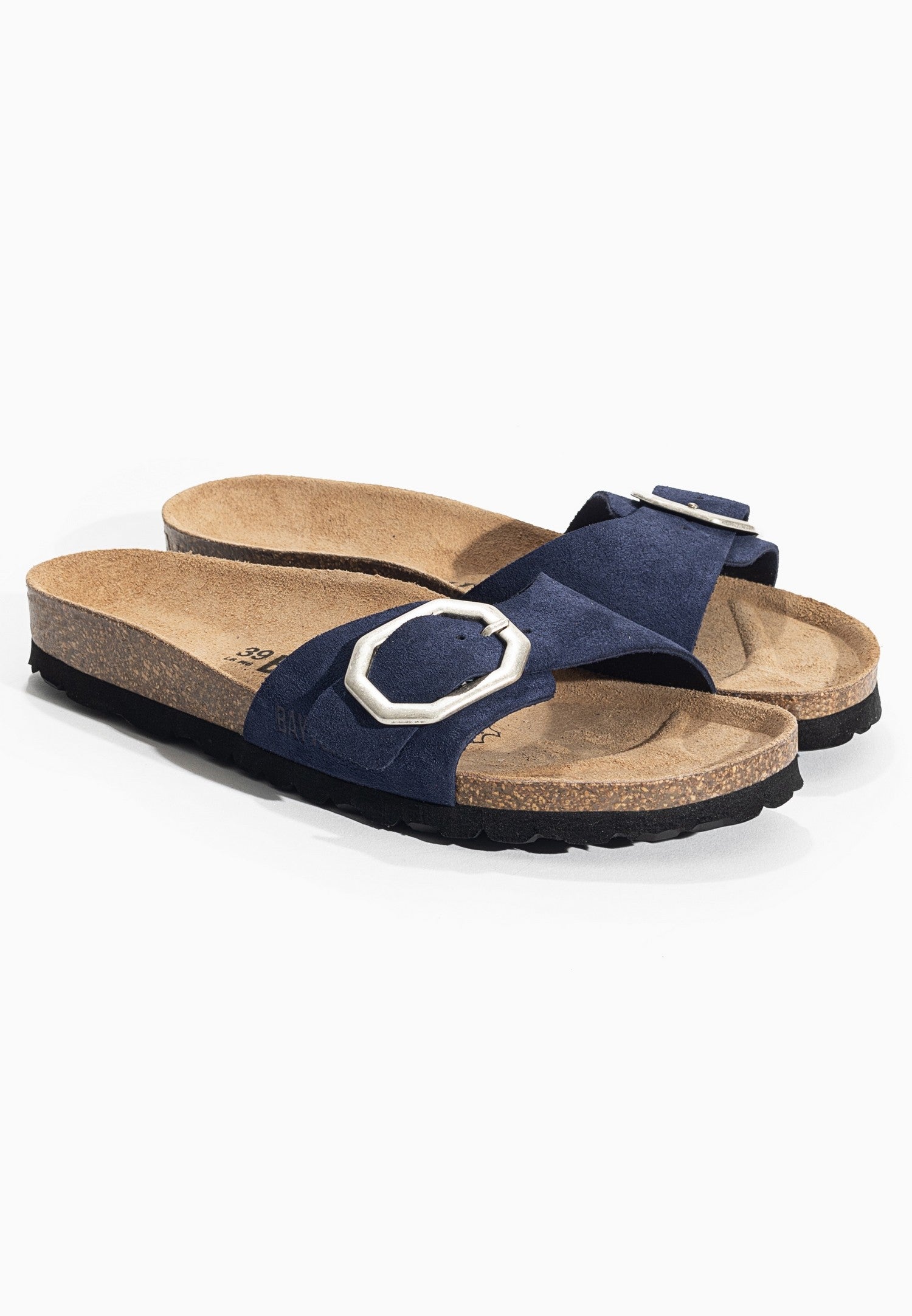 Zephyr Navy Blue Suede Leather 1 Strap Sandals