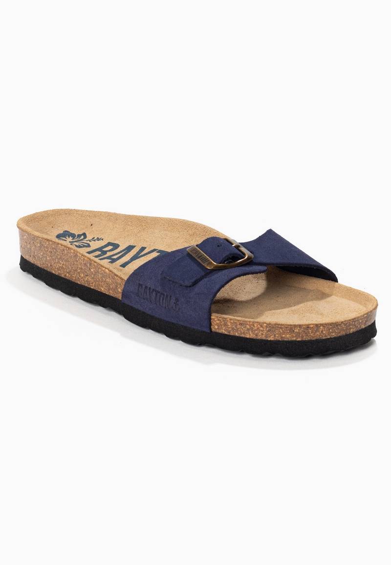 Zephyr Navy Blue Suede Leather 1 Strap Sandals