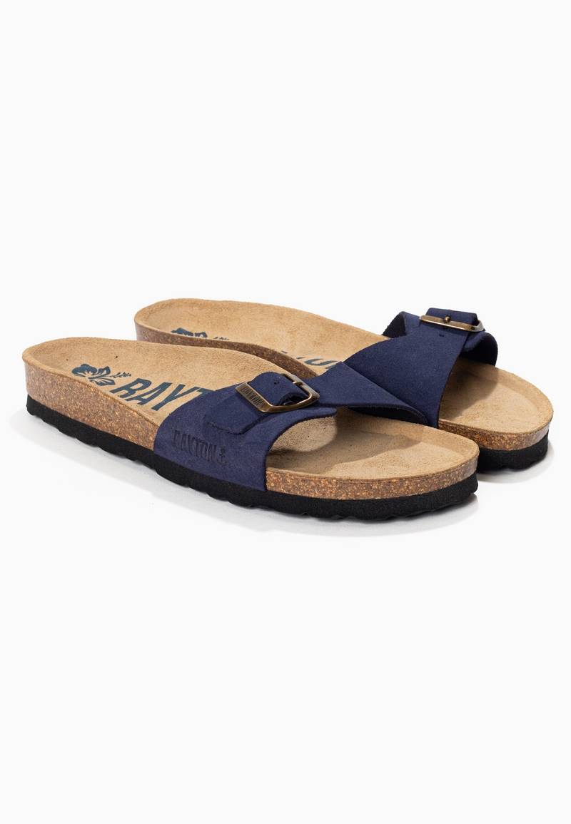 Zephyr Navy Blue Suede Leather 1 Strap Sandals