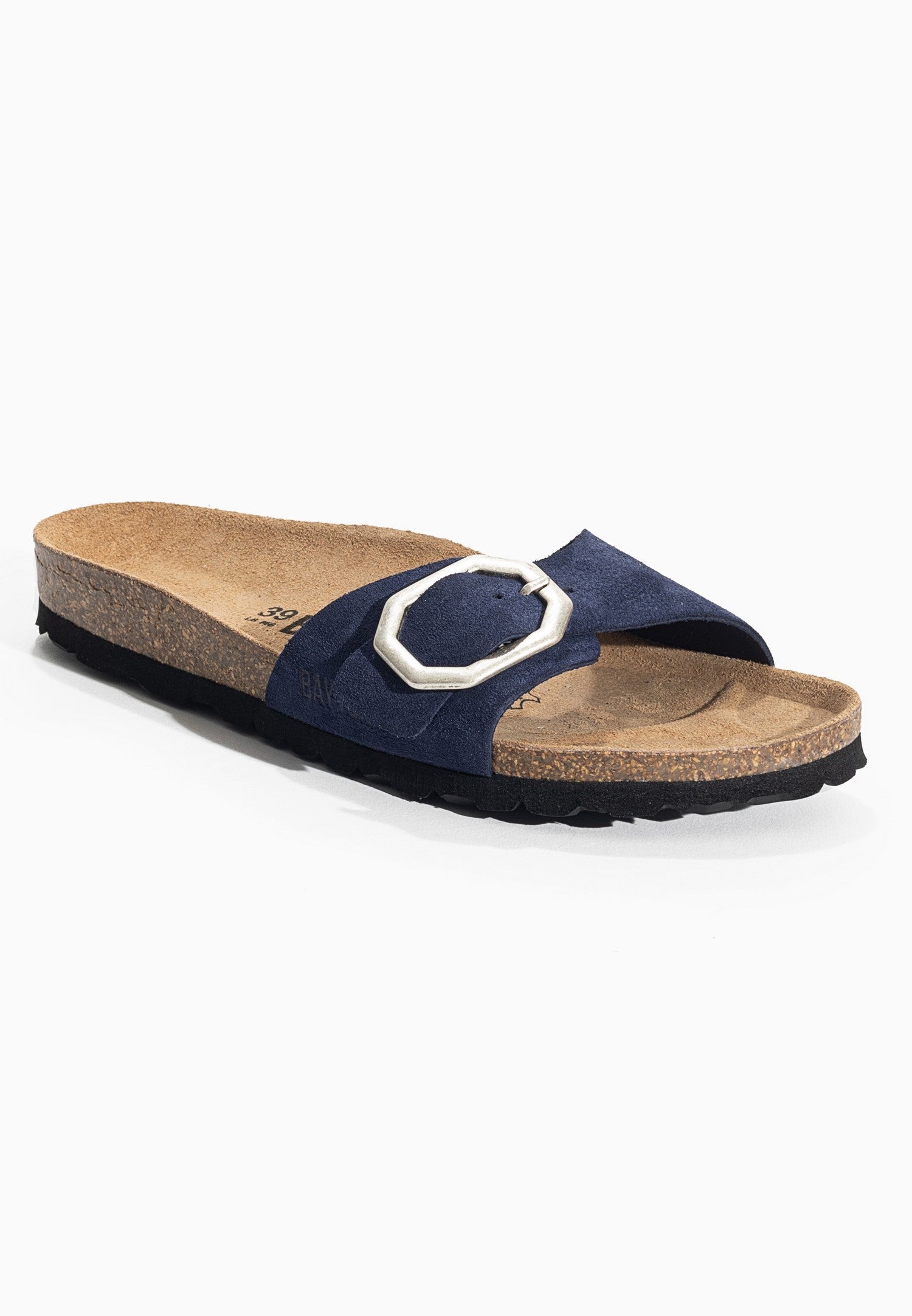 Zephyr Navy Blue Suede Leather 1 Strap Sandals