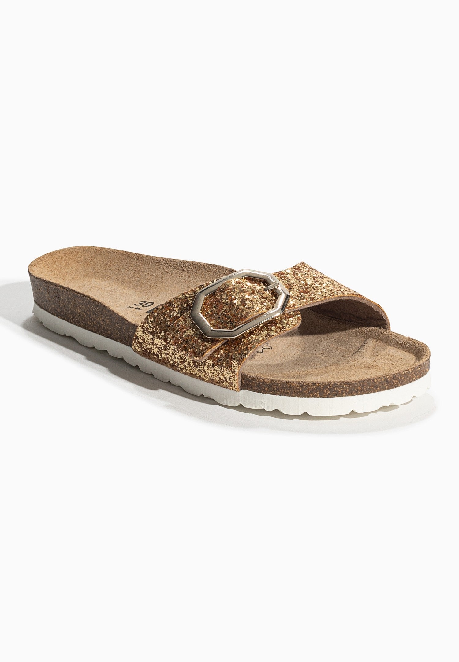 Zephyr Gold Glitter 1 Strap Sandals