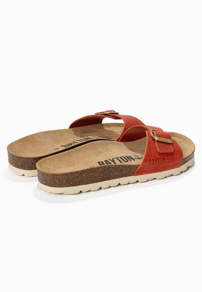 Zephyr Orange 100% Leather 1 Strap Sandals