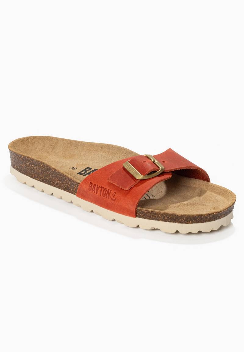 Zephyr Orange 100% Leather 1 Strap Sandals