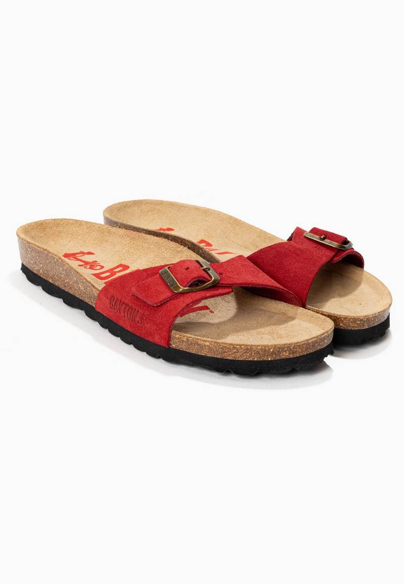 Zephyr Red Suede Leather 1 Strap Sandals