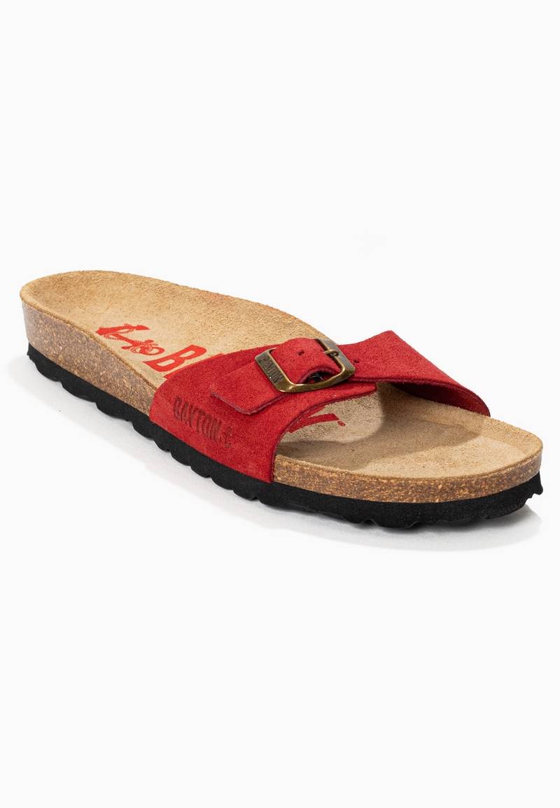 Zephyr Red Suede Leather 1 Strap Sandals