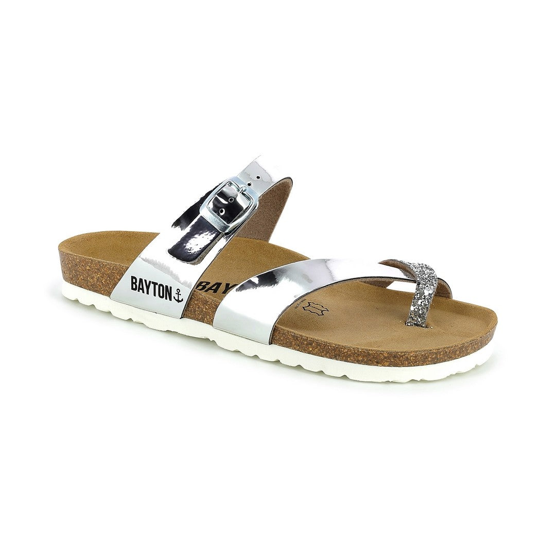 Diane Silver Toe-Strap Sandals