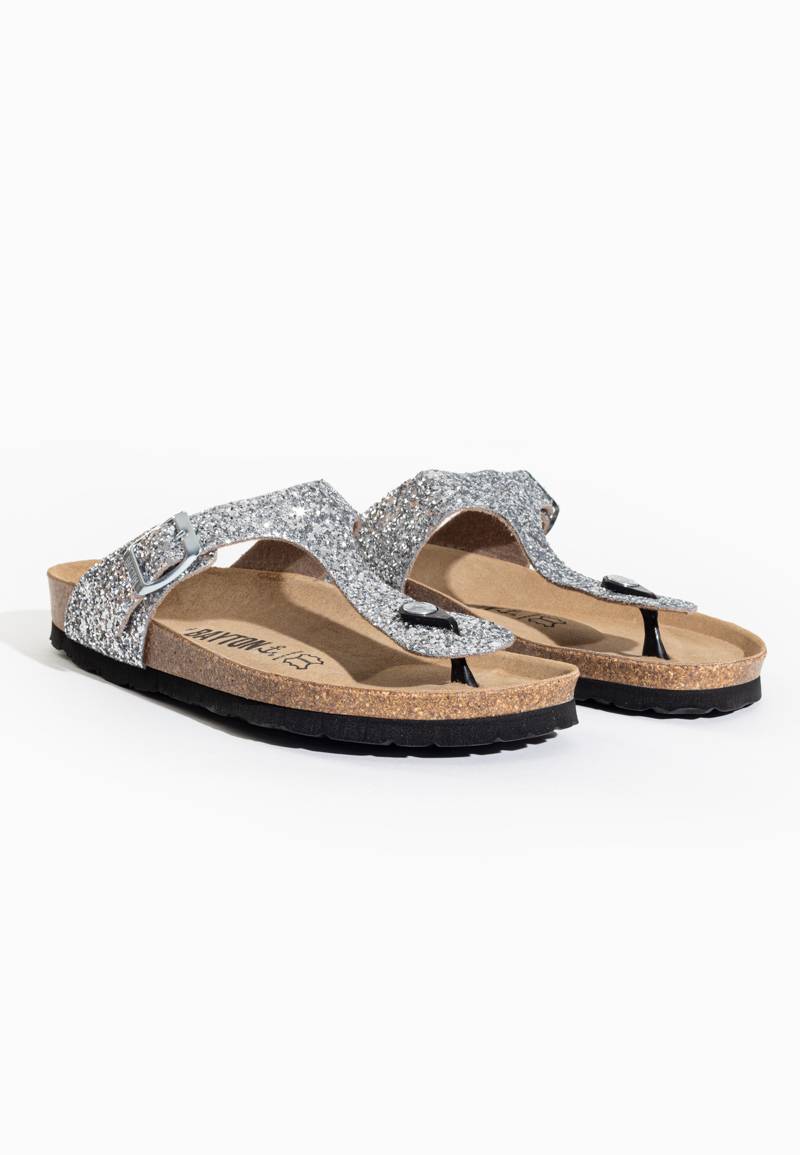 Silver Mercury Toe-Thong Sandals