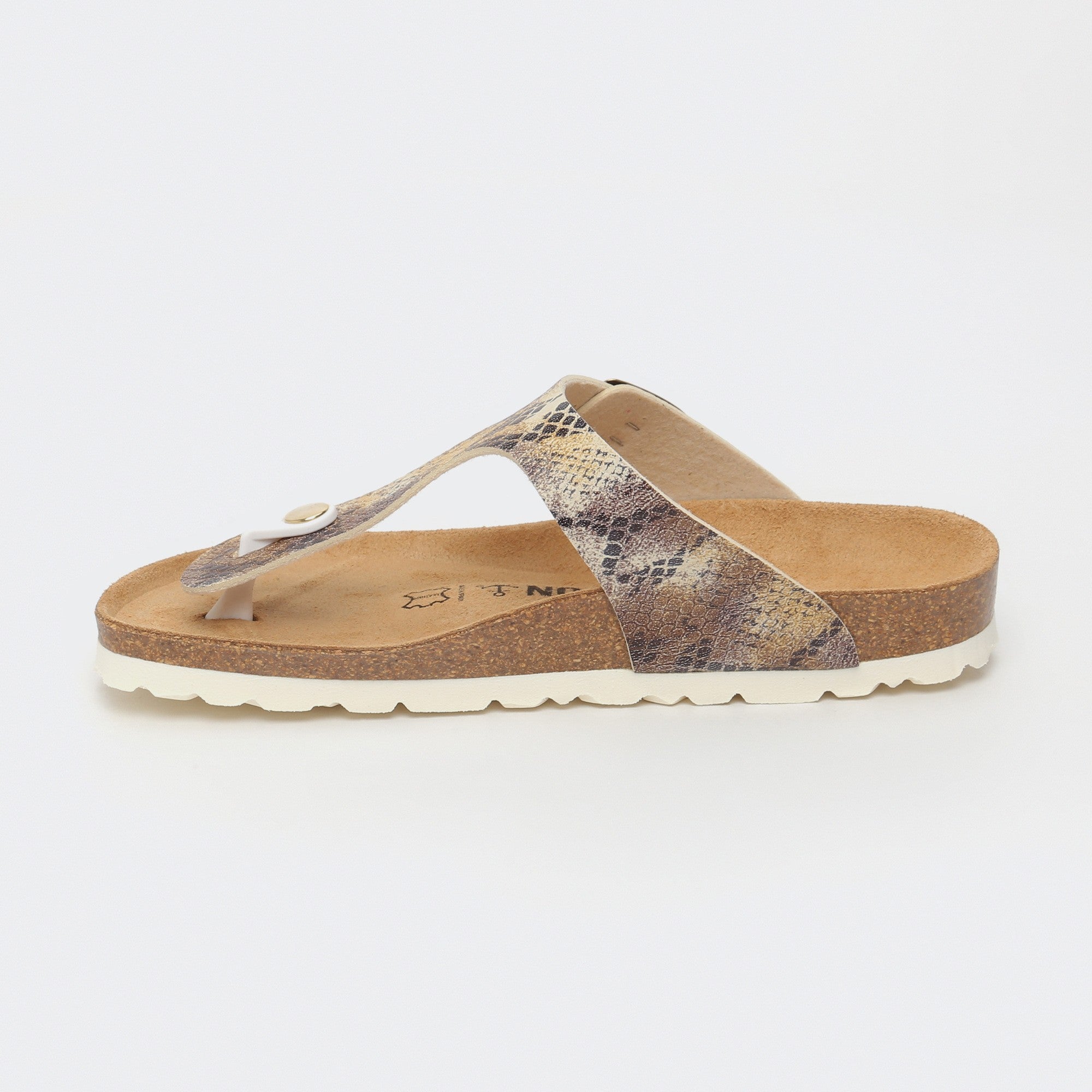 Beige and Python Mercure Toe-Thong Sandals