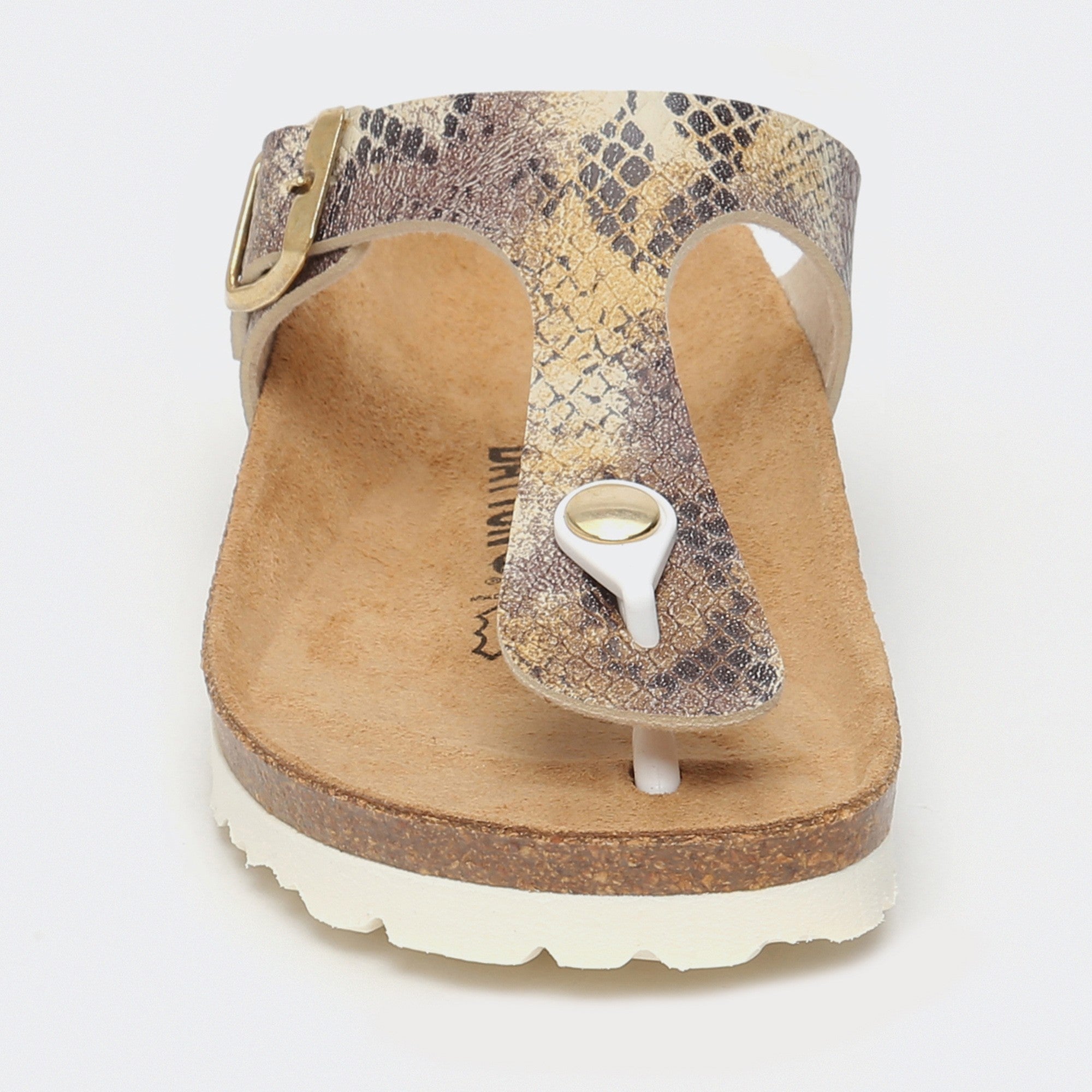 Beige and Python Mercure Toe-Thong Sandals