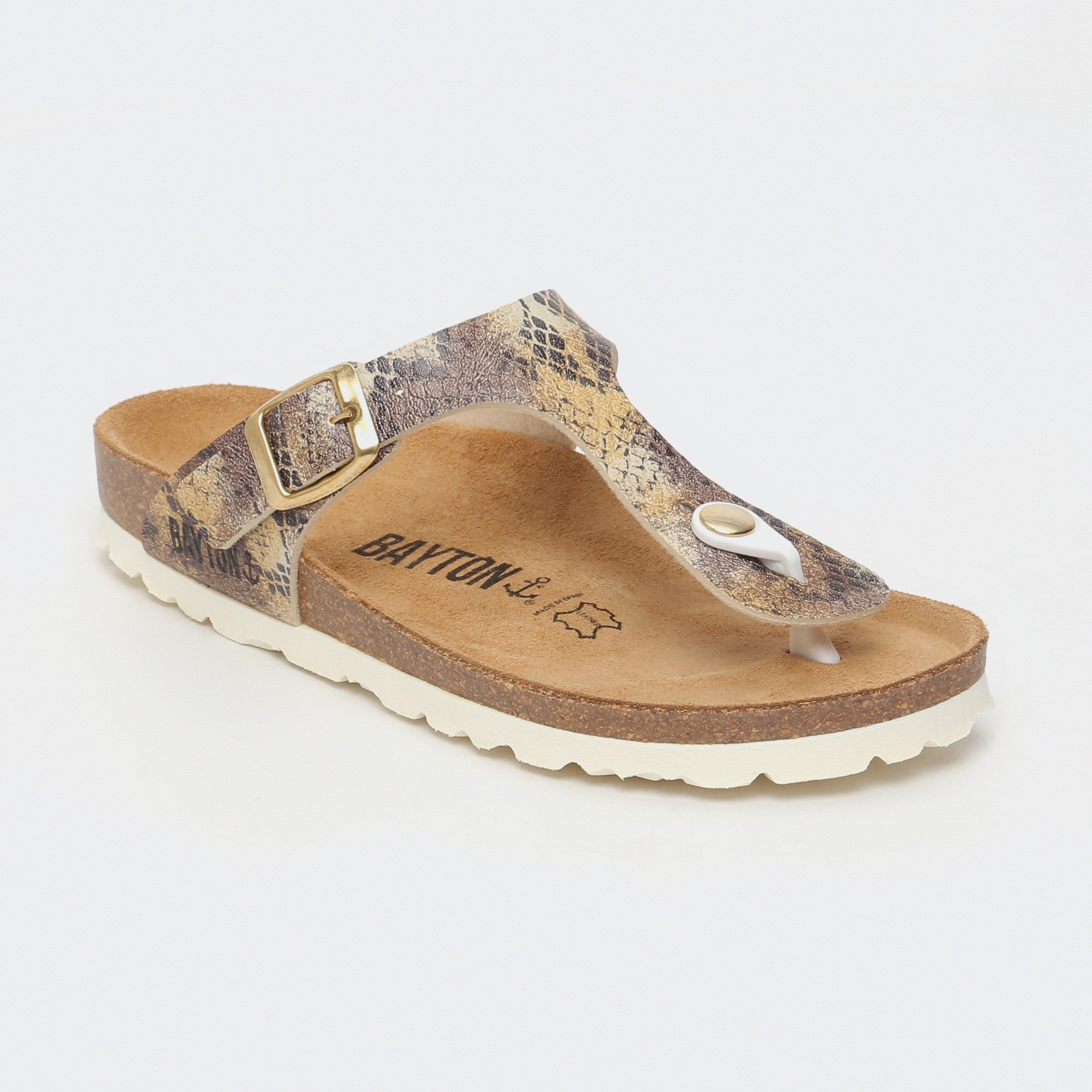 Beige and Python Mercure Toe-Thong Sandals