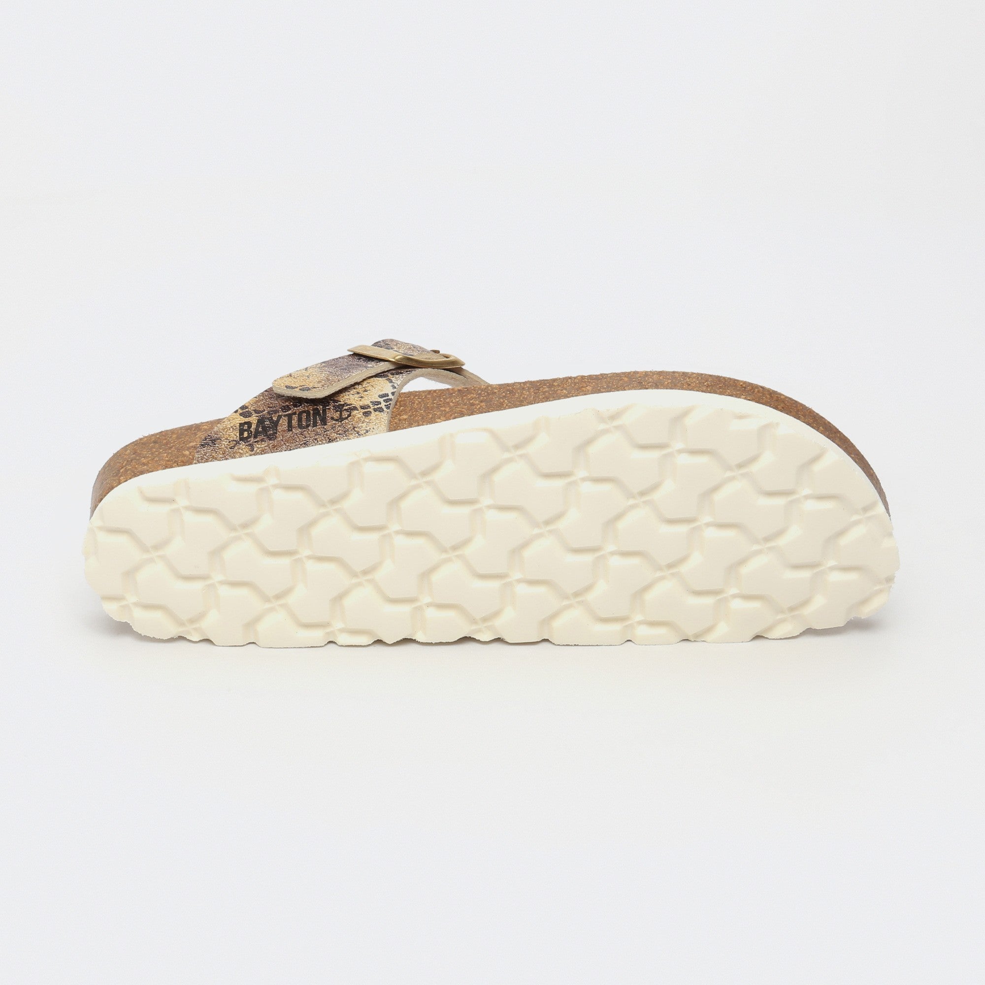 Beige and Python Mercure Toe-Thong Sandals