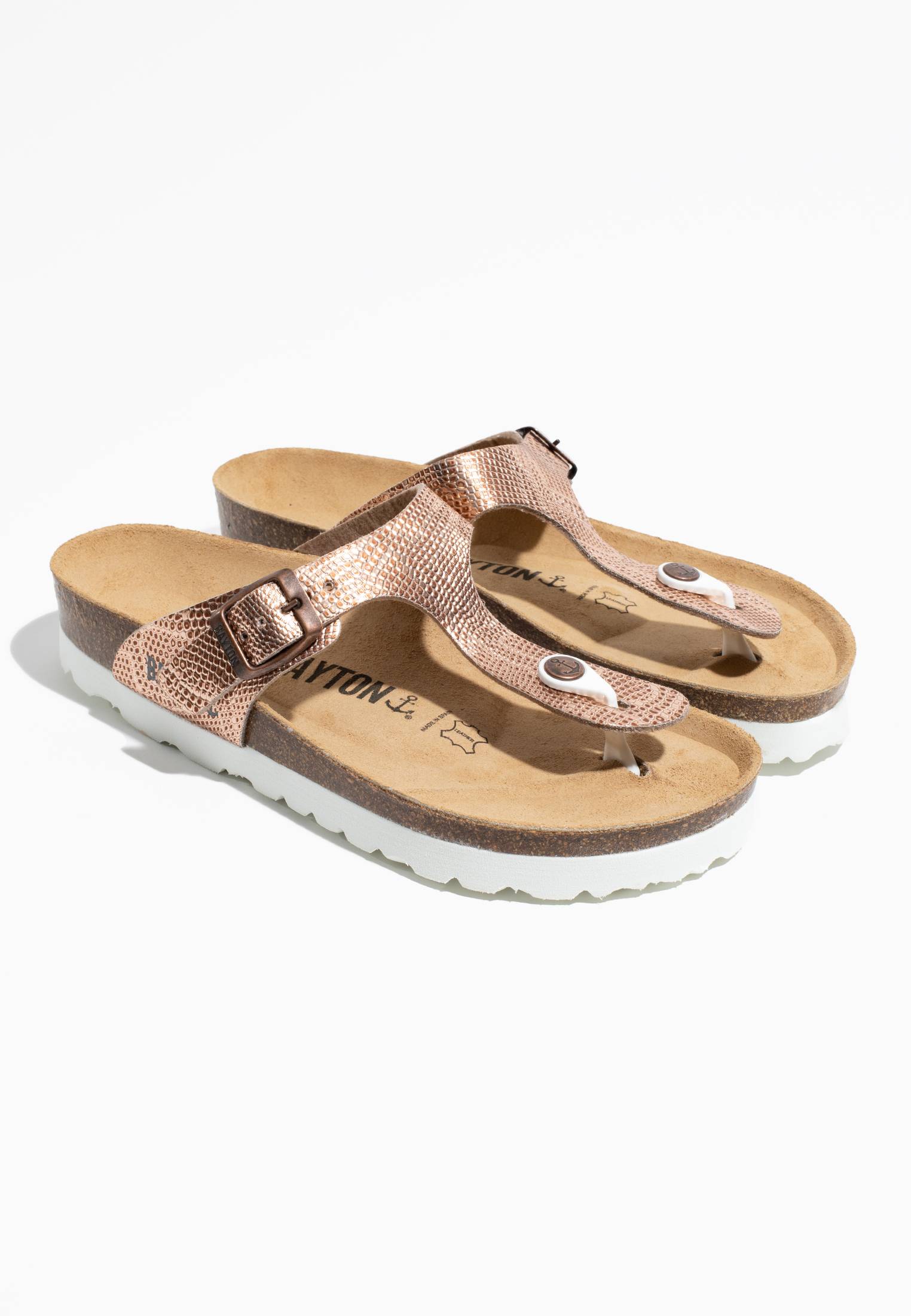 Cairns Rose Gold Toe Post Sandals